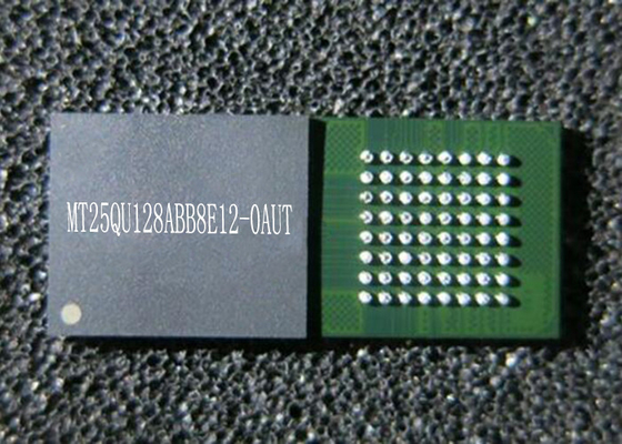 Chip Memori MT25QU128ABB8E12-0AUT 1.8V Beberapa I/O Serial Flash Memory IC 24-TBGA