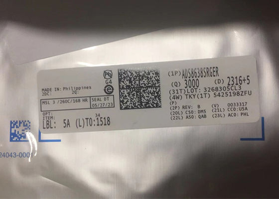 8-Channel ADS8638SRGER 12-Bit SAR Analog Untuk Digital Converter 24-VQFN IC Chip