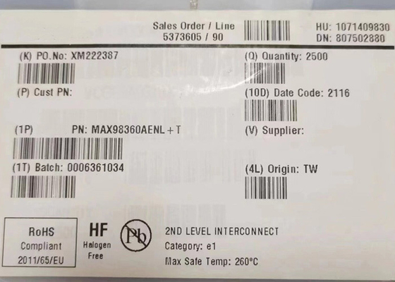 Chip Sirkuit Terpadu MAX98360AENL Amplifier Audio Kelas D 1 Saluran 9-XFBGA