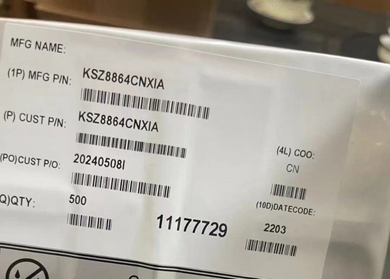 Ethernet IC KSZ8864CNXIA 48mA Terintegrasi 4-Port 10/100 Ethernet Switch QFN-64