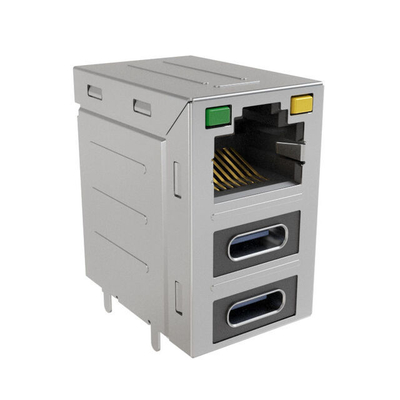 RJE36188324CH Konektor Modular Jack 8POS RJE36 Seri Konektor Kombo-Tumpuk