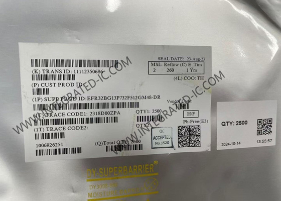 EFR32BG13P732F512GM48-DR BT IC 2.4GHz EFR32 Blue Gecko BT SoC Energi Rendah QFN-48