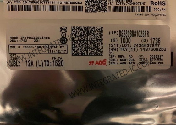 DS280BR810ZBFR Chip Sirkuit Terpadu 8-Channel Linear Redriver 28Gbps Linear Repeater