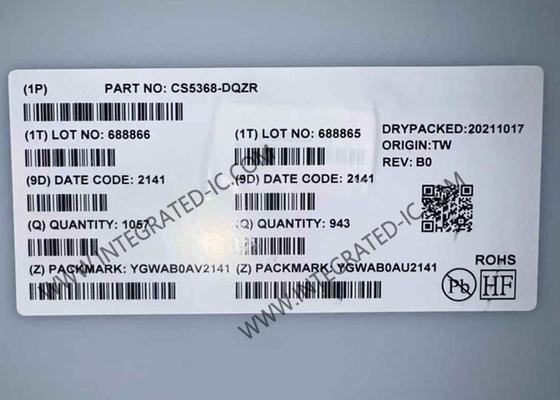 CS5368-DQZR Chip Sirkuit Terpadu 114dB 192kHz 8-Channel A/D Converter LQFP-48