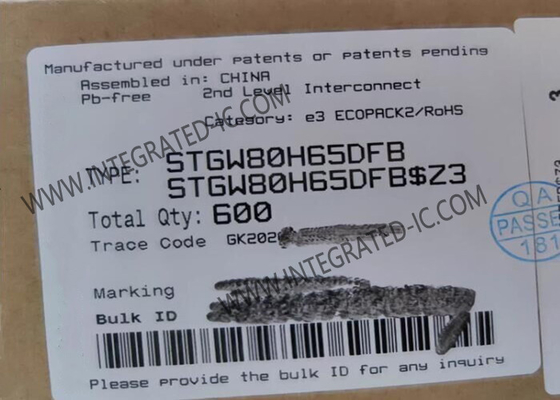 STGW80H65DFB Integrated Circuit Chip Trench Gate Field-Stop 650V 80A Transistor IGBT Berkecepatan Tinggi Seri HB