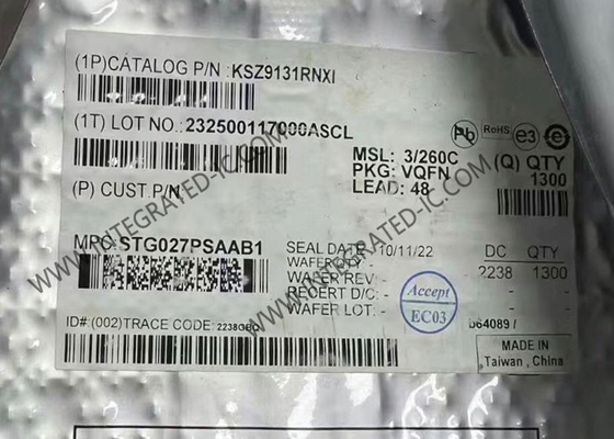 IC Chip KSZ9131RNXI Gigabit Ethernet Transceiver 48-QFN Paket Pemasangan Permukaan