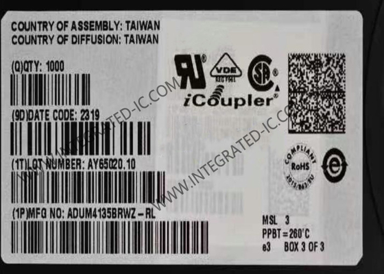 Chip Sirkuit Terintegrasi ADUM4135BRWZ Pengemudi Gerbang IGBT Terisolasi Dengan Klem Miller