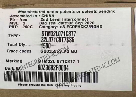 Microcontroller MCU STM32L071C8T7 Hingga 32MHz STM32 Ultra Low Power MCU LQFP-48