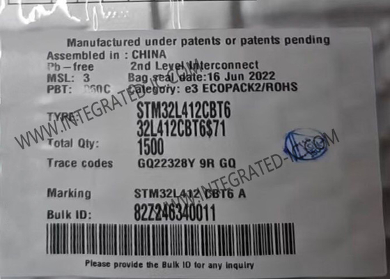 128KB Flash Mikrokontroler MCU STM32L412CBT6 80MHz Chip Mikrokontroler LQFP48